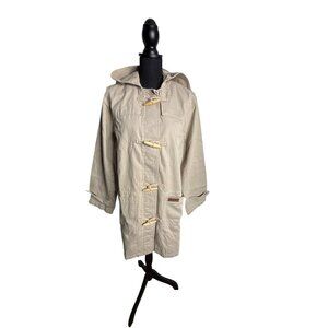 Vintage 90's Denim & Co. Women's Toggle Hooded Fleece Lined Duffle Coat L